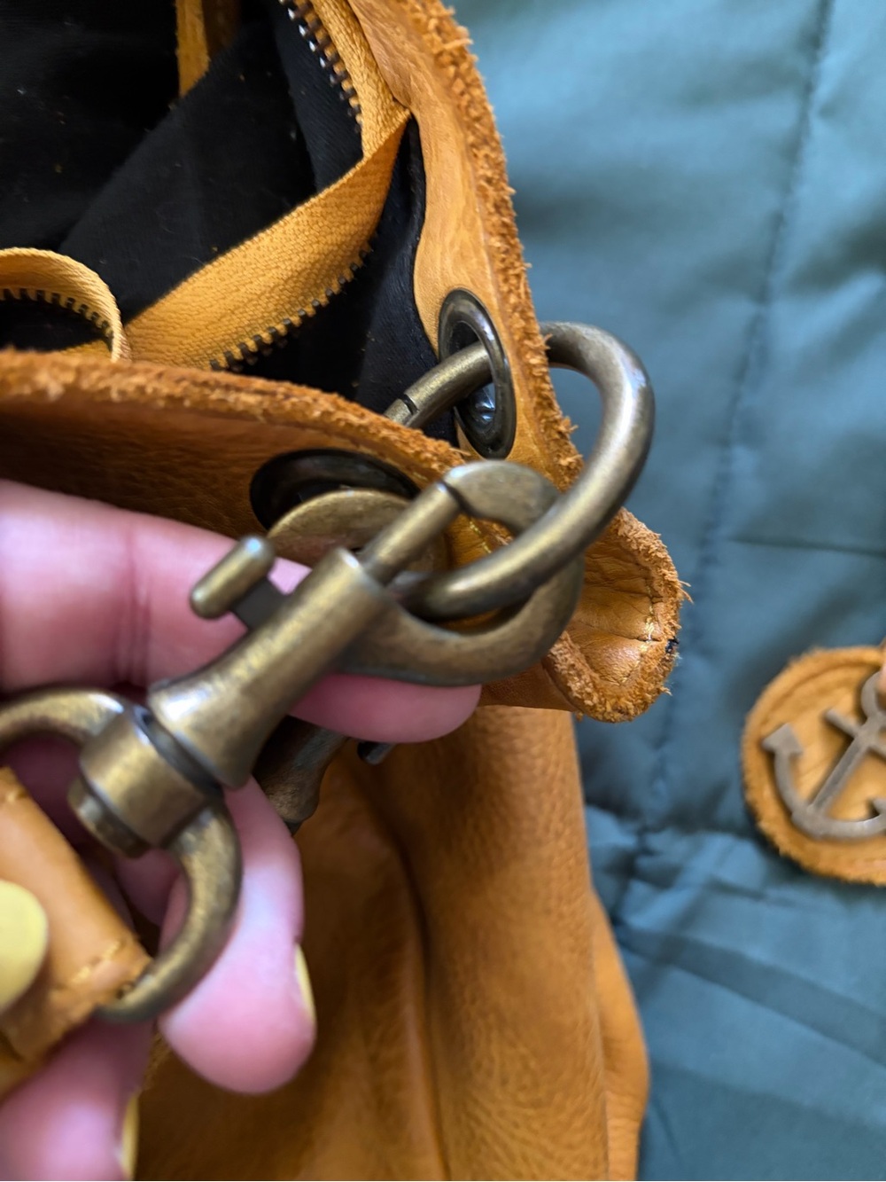 Harbour 2nd Anchor-Emblem Mustard Leather Hobo Bag - Picture 9 of 9